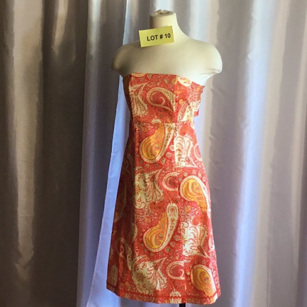Bright paisley strapless dress in size 2